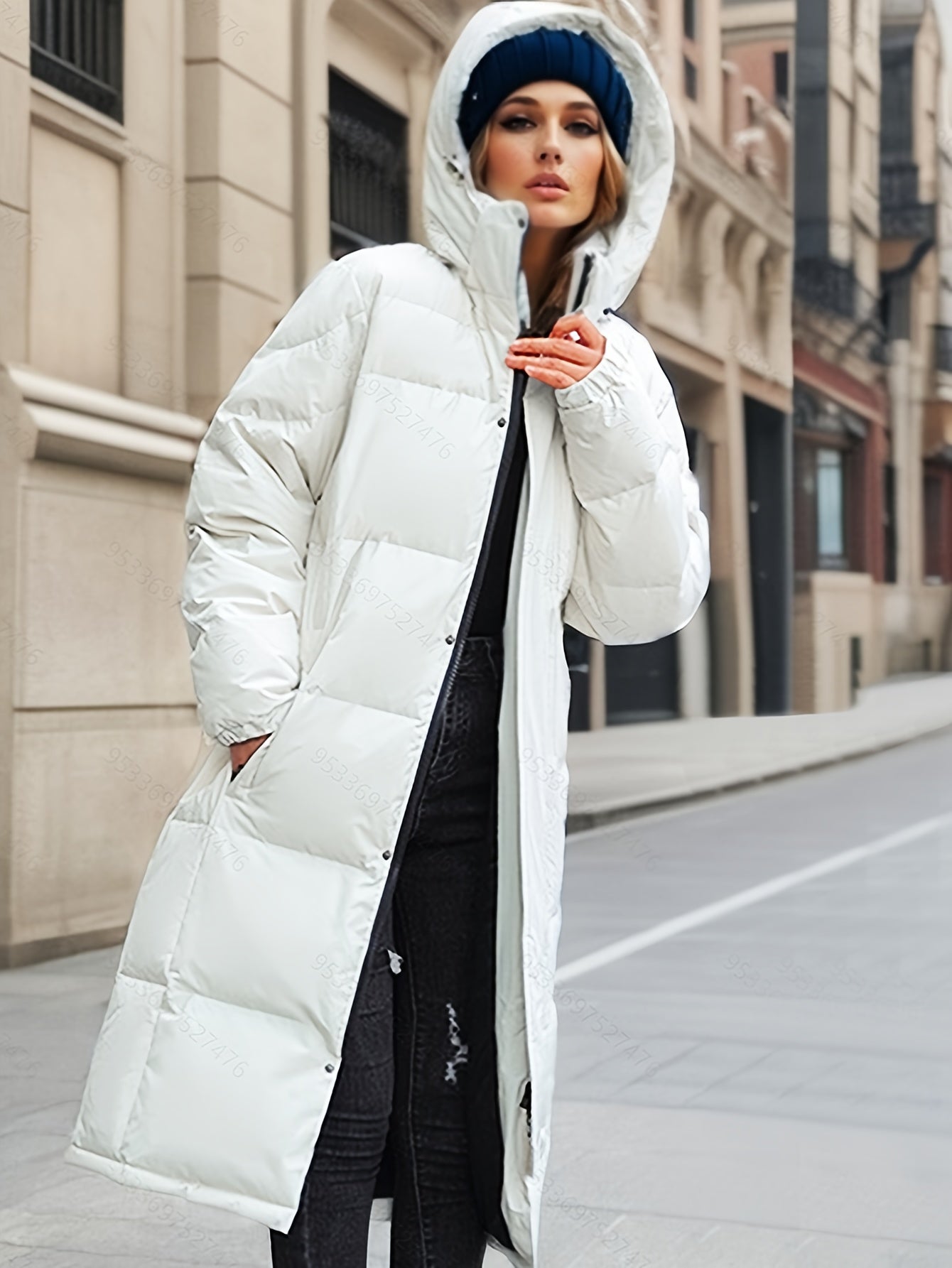 Dulcira | Women's Long Down Coat with Hood for Autumn/Winter