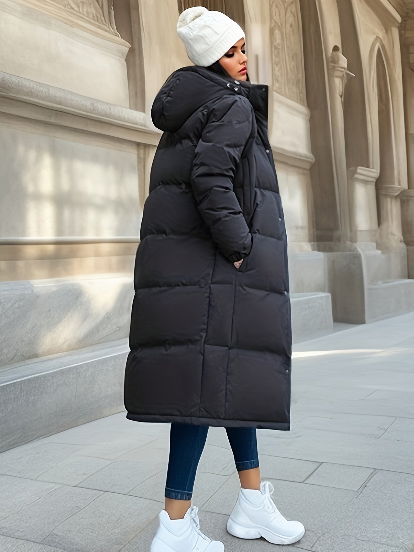 Dulcira | Women's Long Down Coat with Hood for Autumn/Winter