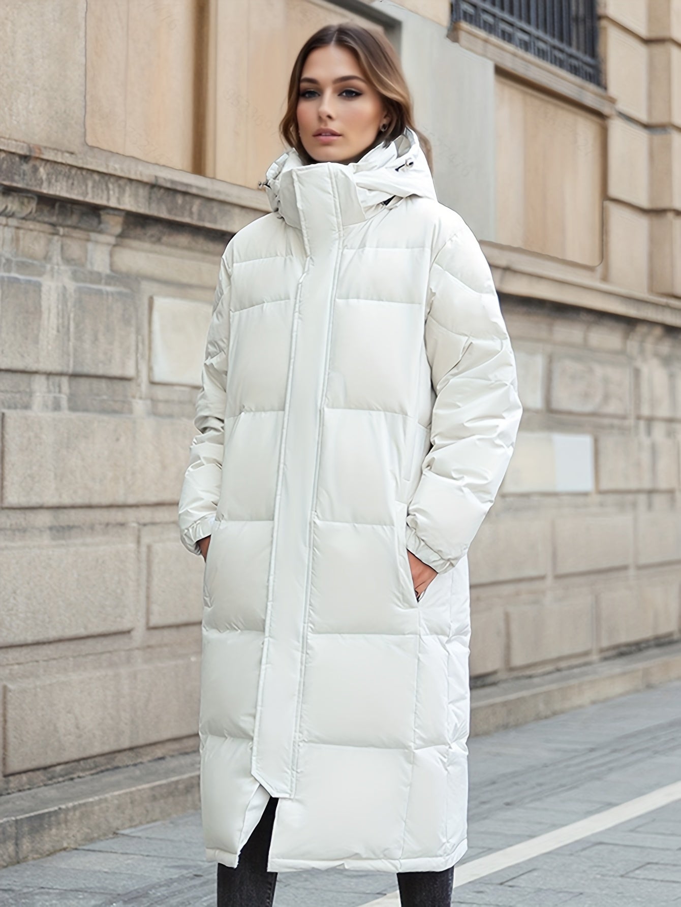 Dulcira | Women's Long Down Coat with Hood for Autumn/Winter